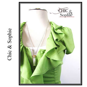 Petite Light Green Short Sleeve Ruffled Blouse